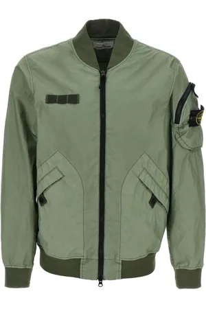Stone Island Jassen, Heren, Groen, M, Groene jas met rits en zakken