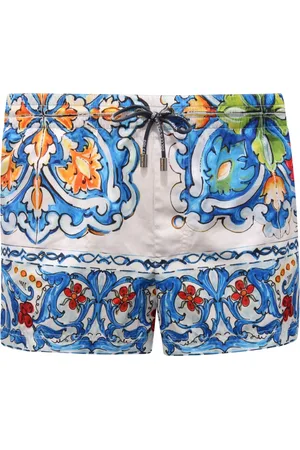 Dolce & Gabbana Badkleding, Heren, Veelkleurig, S, Polyester, Strandkleding met Slip in Wit Polyester