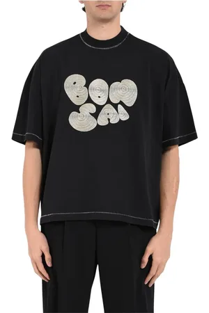 BONSAI Tops, Heren, Zwart, M, Katoen, Katoenen T-shirt met bedrukt logo