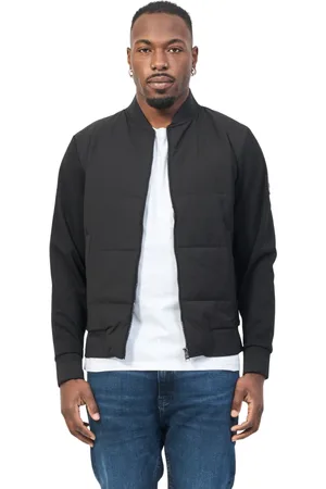 HUGO BOSS Jassen, Heren, Zwart, L, Katoen, Zwarte Hybride Trui met Technische Vulling