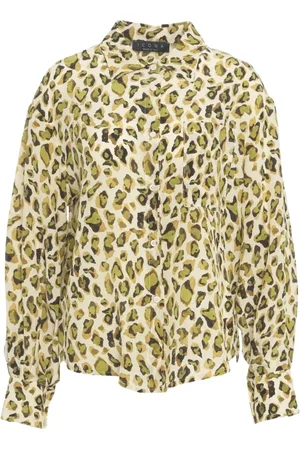 Kaos Blouses & Shirts, Dames, Veelkleurig, S, Dierenprint Blouse Beige