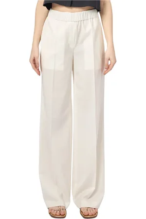 HUGO BOSS Broeken, Dames, Wit, S, Wol, Relaxed Fit Wijde pijpen broek