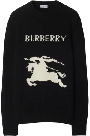 Burberry Truien, Dames, Zwart, M, Wol, Casual Gebreide Trui in Wit