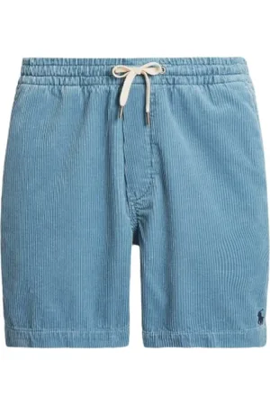 Ralph Lauren Korte broeken, Heren, Blauw, S, Katoen, Ribfluwelen Shorts met Trekkoord