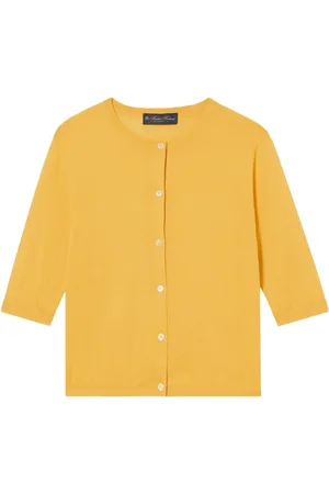 Brooks Brothers Truien, Dames, Geel, M, Katoen, Zijdeblendvest