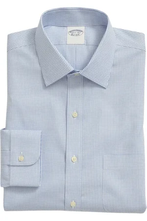 Brooks Brothers Overhemden, Heren, Blauw, S, Katoen, Slim Fit Non-Iron Pinpoint Overhemd met Ainsley Kraag