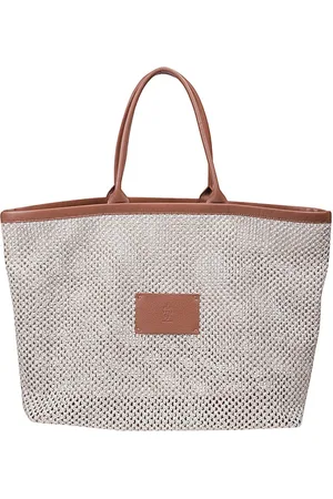 ELEVENTY Tassen, Dames, , ONE Size, Leer, Zomer Shopper Tas met Leren Details