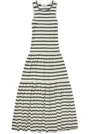Munthe Kleedjes, Dames, Groen, XS, Katoen, Gestreepte Rib Jurk met Elegante Details