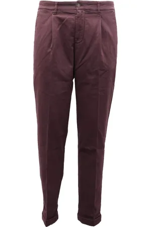 ELEVENTY Broeken, Heren, Paars, W33, Katoen, Bordeaux Textuur Katoenen Broek