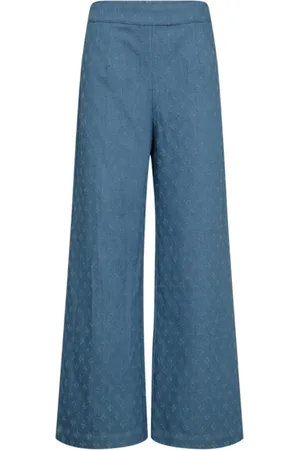 Co`Couture Broeken, Dames, Blauw, XS, Denim, Wijde Denim Blauwe Broek