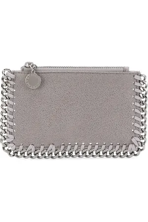 Stella McCartney Accessoires, Dames, Grijs, ONE Size, Groene Falabella Ritsportemonnee met Ketting