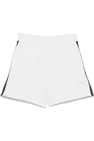 EA7 Korte broeken, Dames, Wit, L, Witte Shorts met Elastische Tailleband