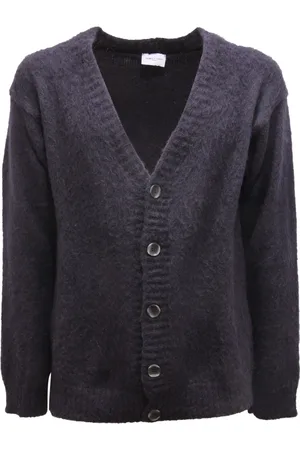 Family First Truien, Heren, Blauw, S, Wol, Wolmix Cardigan Sweater, Made in Italy
