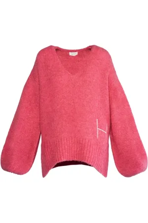 Hest Hést, Truien, Dames, Roze, S, Wol, Zachte V-halstrui in Chateau Rose