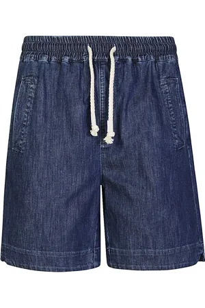 ELEVENTY Korte broeken, Heren, Blauw, XL, Katoen, Stretch Katoen Linnen Jogger Bermuda