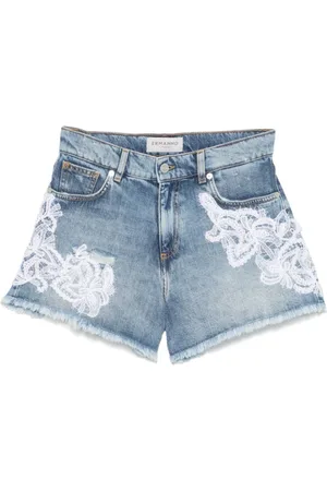 ERMANNO SCERVINO Korte broeken, Dames, Blauw, M, Denim, Blauwe Shorts voor Vrouwen