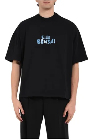 BONSAI Tops, Heren, Zwart, XL, Katoen, Katoenen T-shirt met geborduurd logo