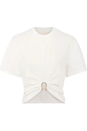 Paco rabanne Tops, Dames, Wit, L, Katoen, Wit Katoenen T-shirt met Elegant Design