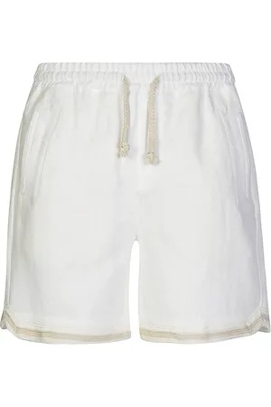 ELEVENTY Korte broeken, Dames, Wit, 2Xl, Linnen, Vintage Linnen Jogger Bermuda Shorts
