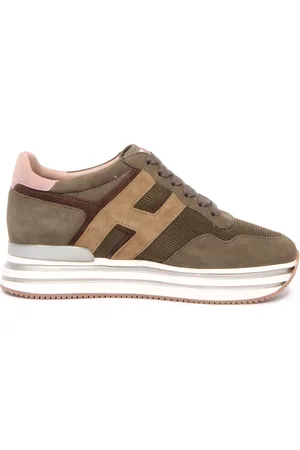 Hogan Schoenen, Dames, Groen, 37 1/2 EU, Groene Midi Platform Schoenen Made in Italy