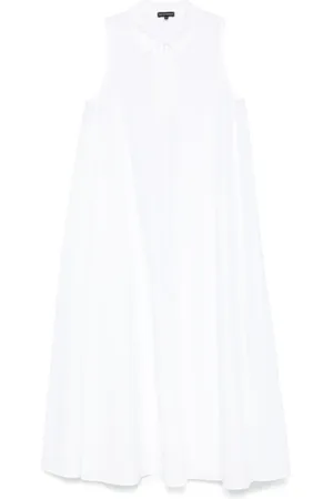 Emporio Armani Kleedjes, Dames, Wit, S, Witte Keyhole Neck Mouwloze A-Lijn Jurk