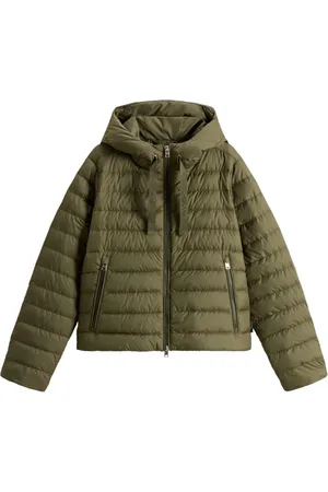 Woolrich Jassen, Dames, Groen, XS, Groene Hooded Ritsjas