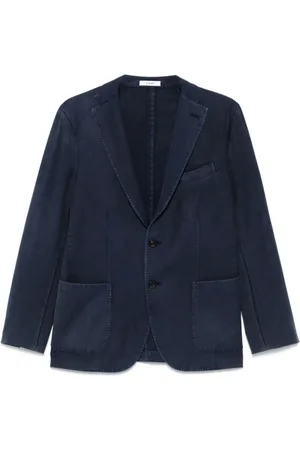 Boglioli Jassen, Heren, Blauw, L, Wol, Blauwe Wollen Jas Regular Fit