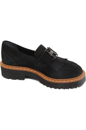 Hogan Schoenen, Dames, Zwart, 40 EU, Suède, Zwarte Suède Loafer Schoenen met Memory Foam