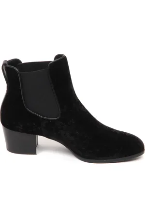 Hogan Schoenen, Dames, Zwart, 36 EU, Fluwelen enkellaars met elastische piping