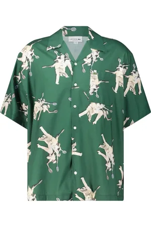 Lacoste Overhemden, Heren, Groen, L, Katoen, Relaxed-Fit Shirt met Print