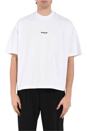 BONSAI Tops, Heren, Wit, M, Katoen, Katoenen T-shirt met bedrukt logo