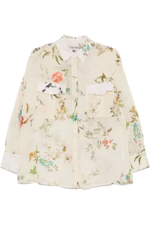 SEMICOUTURE Blouses & Shirts, Dames, Veelkleurig, M, Witte Button-Up Overhemd Klassieke Stijl