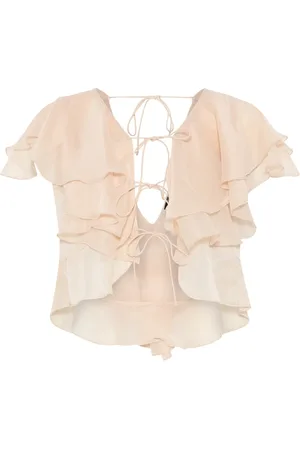 Bruuns Bazaar Blouses & Shirts, Dames, , S, Polyester, Feminine Ruffle Top met Korte Mouwen