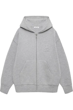 ANINE BING Sweatshirts & Hoodies, Dames, Grijs, L, Nylon, Lichtgrijze Hoodie met Monogram