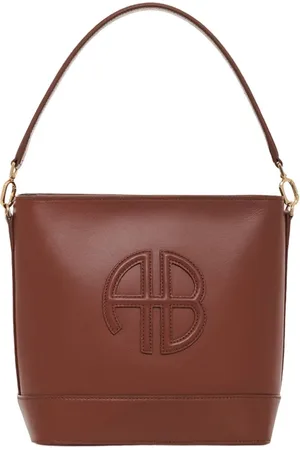 ANINE BING Tassen, Dames, Bruin, ONE Size, Leer, Cognac Leren Bucket Bag met Riem