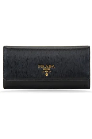 Prada Accessoires, Dames, Zwart, ONE Size, Leer, Leren damesportemonnee met meerdere vakken