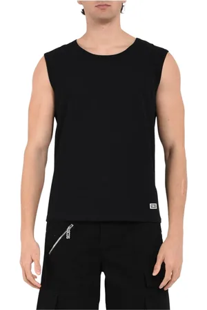 GCDS Tops, Heren, Zwart, L, Katoen, Katoenen Tanktop met Ronde Hals
