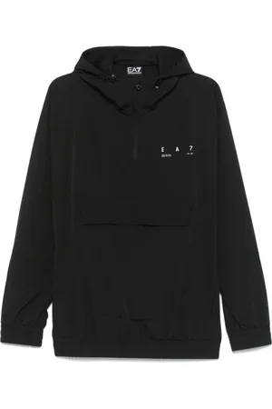 EA7 Jassen, Heren, Zwart, M, Zwarte Hoodie met rits