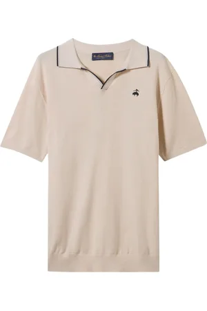 Brooks Brothers Truien, Heren, , M, Katoen, Katoenen wafelgebreide polo met Johnny-kraag