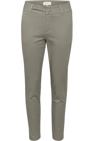 Part Two Broeken, Dames, Groen, L, Stijlvolle straight-leg broek in Vetiver
