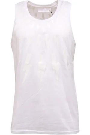 Neil Barrett Tops, Heren, Wit, L, Slim Mouwloos Lang T-shirt