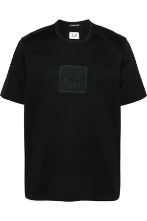 C.P. Company Tops, Heren, Zwart, 2Xl, Katoen, Zwart Katoenen T-shirt met Logo Detail