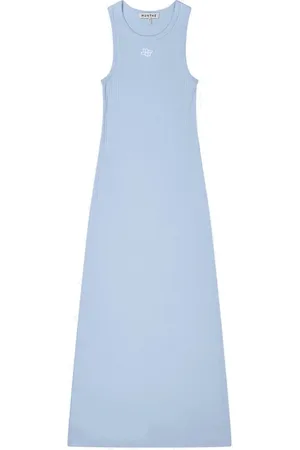 Munthe Kleedjes, Dames, Blauw, S, Katoen, Rib Jurk met Embleem, Lichtblauw