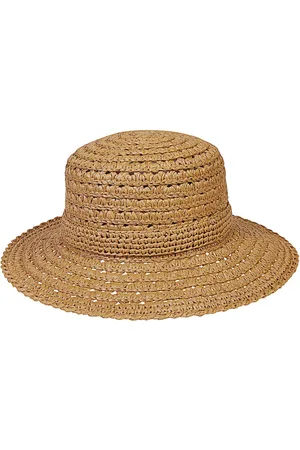 ELEVENTY Accessoires, unisex, Bruin, S, Wijde Rand Viscose Hoed