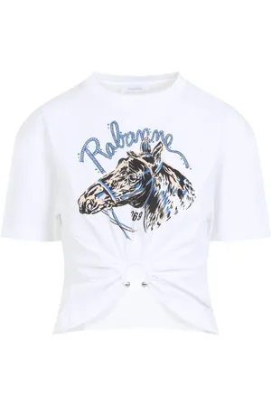 Paco rabanne Tops, Dames, Wit, S, Katoen, Witte T-shirt voor vrouwen