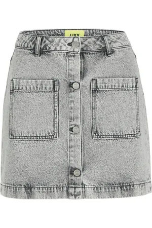 JACK & JONES Rokken, Dames, Grijs, S, Denim, Denim Rok Licht Grijs met Zakken