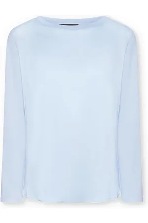 Elena Miro Tops, Dames, Blauw, 2Xl, Satijn, T-shirt gemaakt van twee stoffen