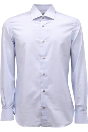 MAZZARELLI Overhemden, Heren, Blauw, S, Slim shirt Gemaakt IN Italië