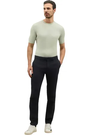 Boglioli Broeken, Heren, Blauw, XL, Linnen, Garment Dyed Linen straight Chinos