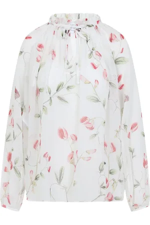 Giambattista Valli Blouses & Shirts, Dames, Veelkleurig, S, Witte Zijden Overhemd Elegante Stijl